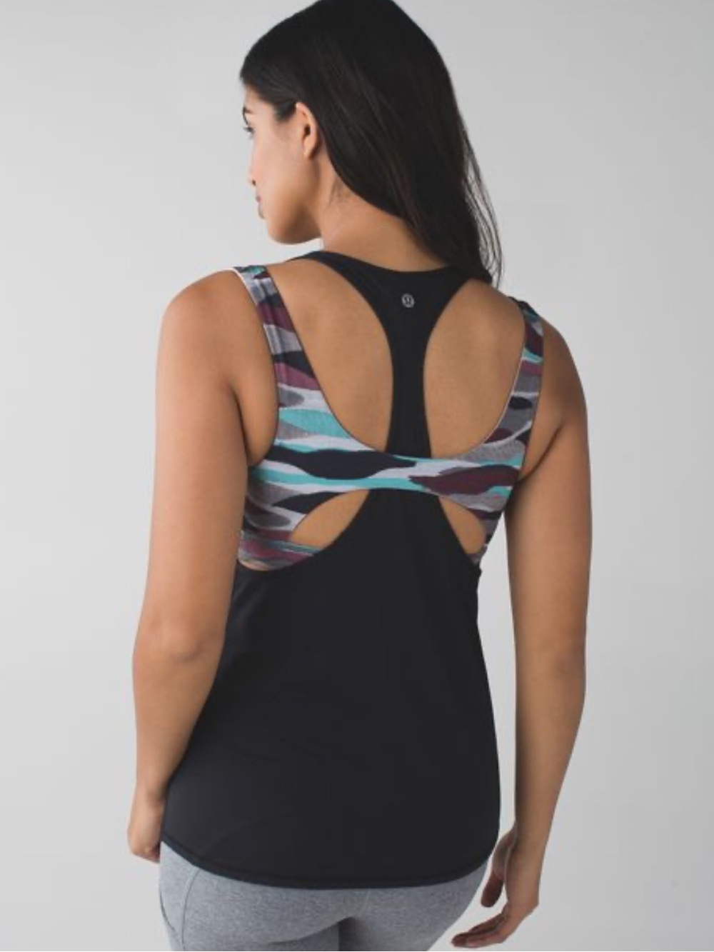 28. Lululemon All Sport Support Tank Top Sports Bra Black / Mini Coast Camo
